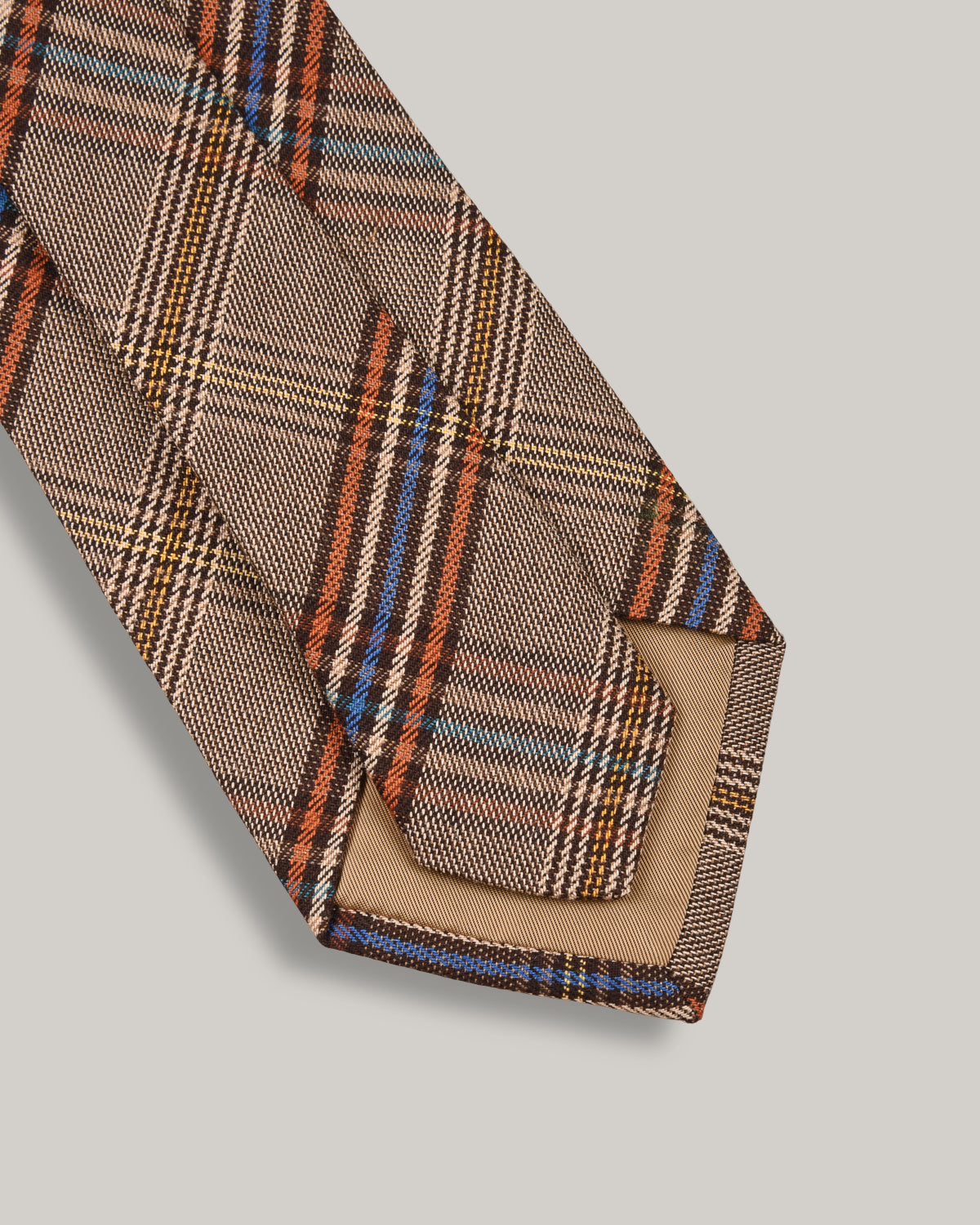 TS(S) GLEN PLAID VISCOSE/ WOOL CLOTH NECK TIE - KHAKI