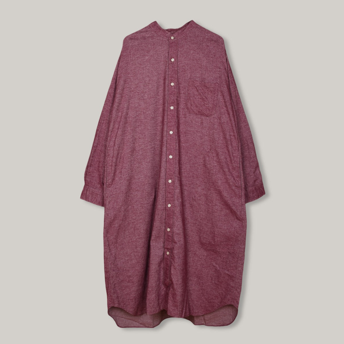 TS(S) BAGGY FIT BAND COLLAR SHIRT DRESS - WINE