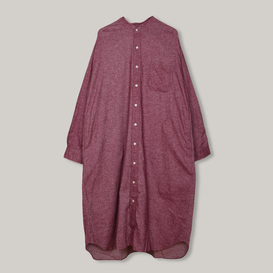 TS(S) BAGGY FIT BAND COLLAR SHIRT DRESS - WINE