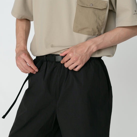 SNOW PEAK NYLON TUSSAH 2WAY SHORTS - BLACK