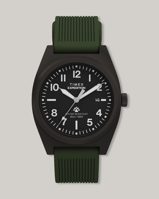 TIMEX EXPEDITION® CAPSTONE 39MM SILICONE STRAP WATCH - GREEN/ BLACK