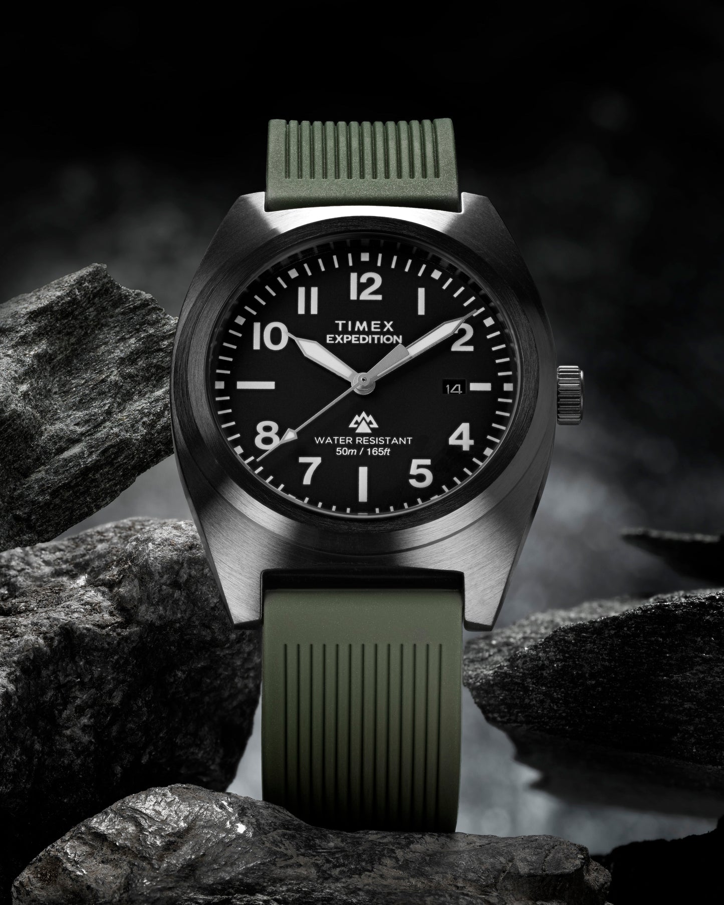 TIMEX EXPEDITION® CAPSTONE 39MM SILICONE STRAP WATCH - GREEN/ BLACK