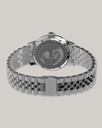 TIMEX MARLIN® QUARTZ GMT 40MM STAINLESS STEEL BRACELET WATCH - BLUE DIAL