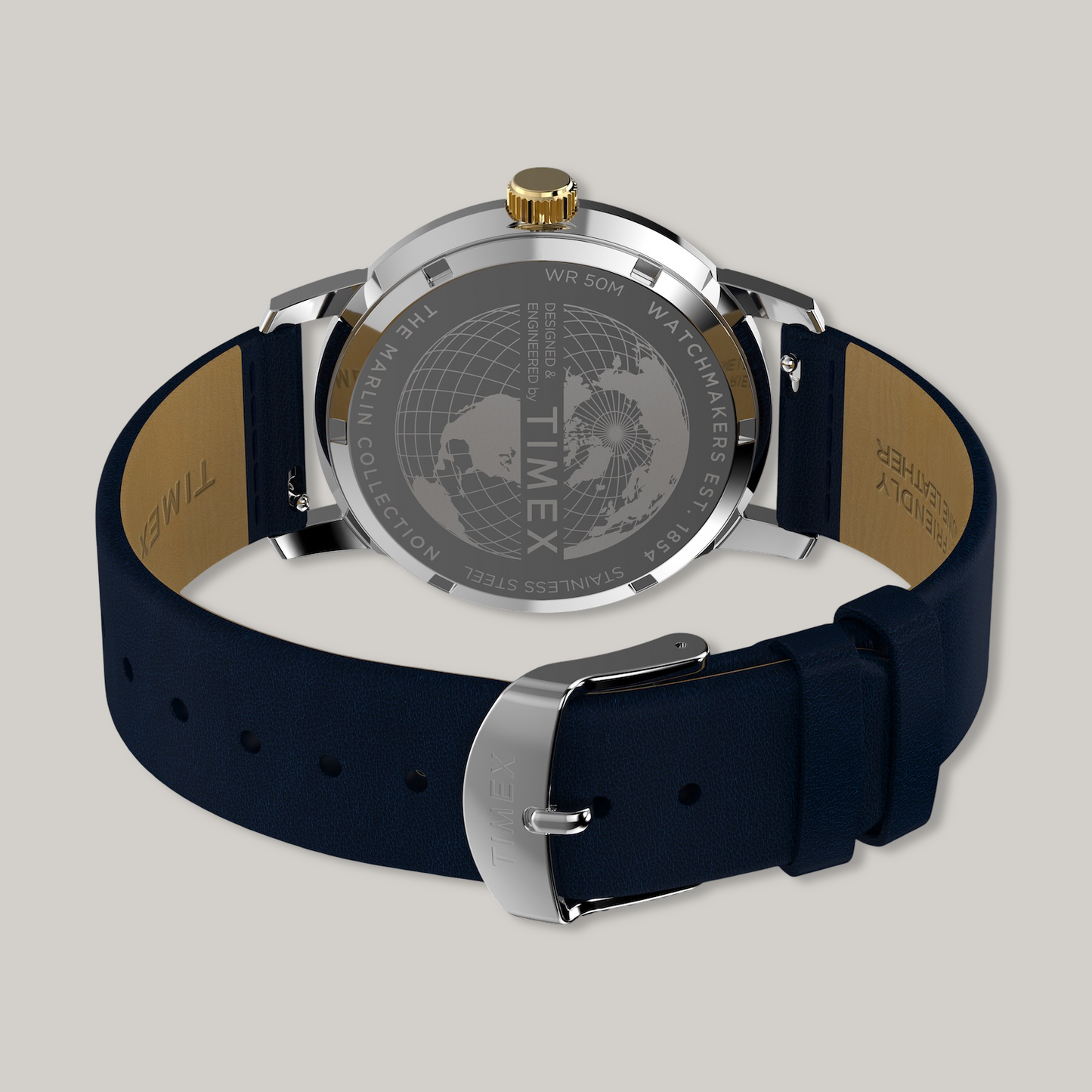 TIMEX MARLIN® QUARTZ GMT 40MM LEATHER STRAP WATCH - BLUE DIAL