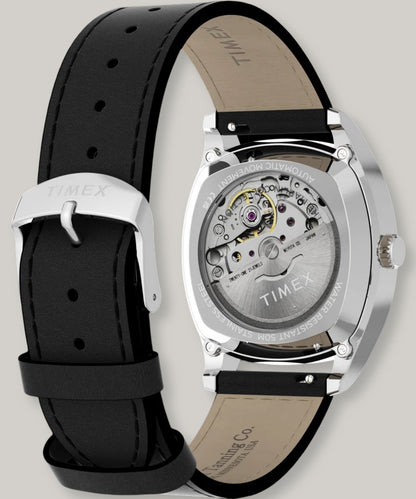TIMEX MARLIN CHATHAM AUTOMATIC 36MM - SILVER - BLACK LEATHER STRAP