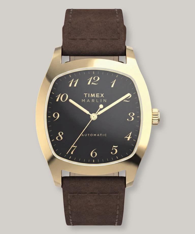 TIMEX MARLIN CHATHAM AUTOMATIC 36MM - GOLD - BROWN LEATHER STRAP