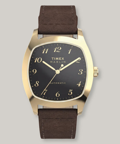 TIMEX MARLIN CHATHAM AUTOMATIC 36MM - GOLD - BROWN LEATHER STRAP
