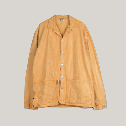 TENDER WIDE FACE SHIRT BLEACHED WEFT STRIPE COTTON CANVAS - IRON RUST DYED