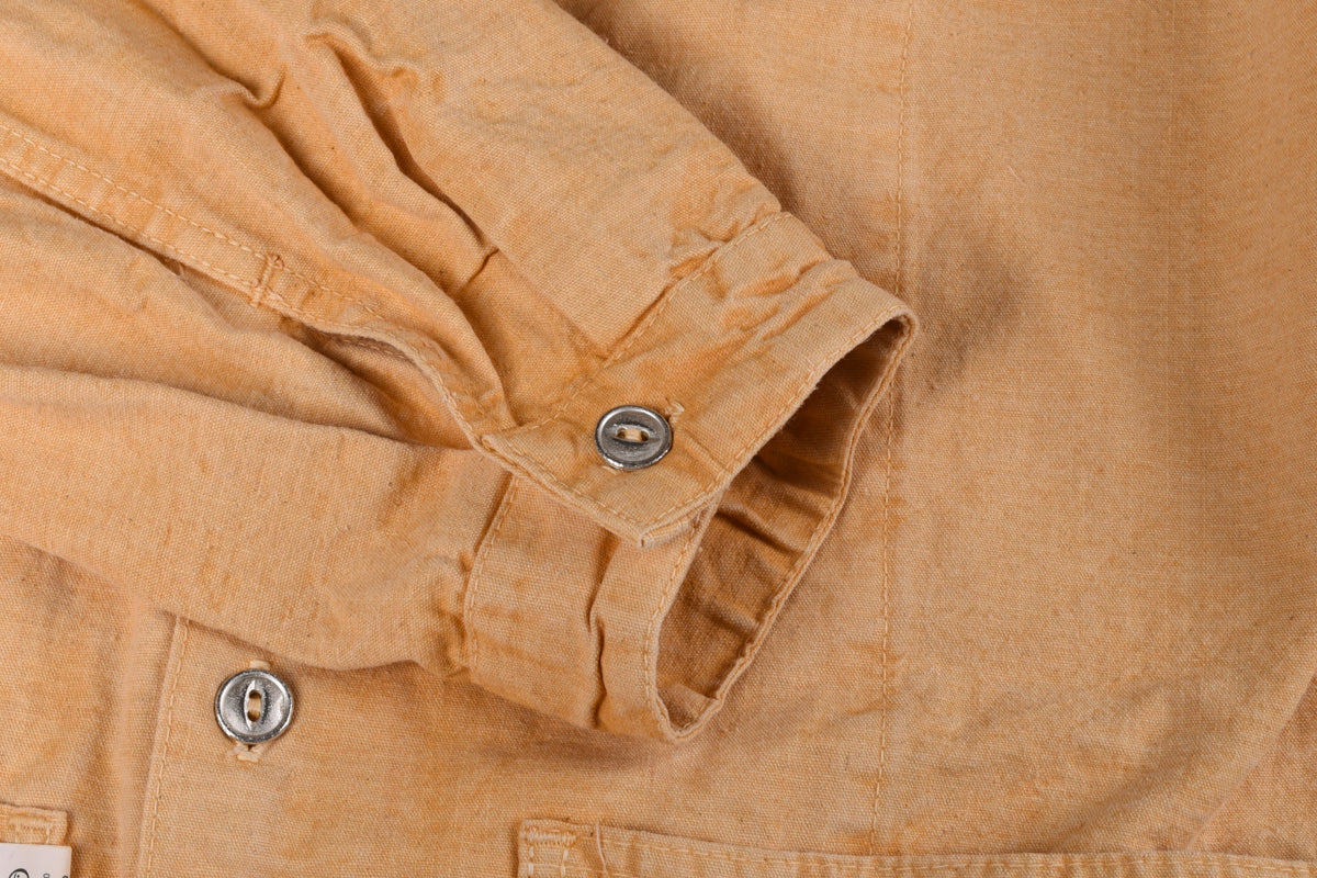 TENDER WIDE FACE SHIRT BLEACHED WEFT STRIPE COTTON CANVAS - IRON RUST DYED