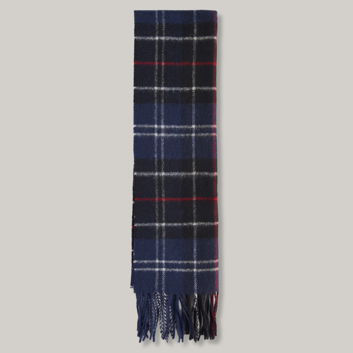 BARBOUR TARTAN LAMBSWOOL SCARF - NAVY/ RED