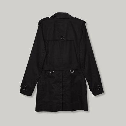 USED BURBERRY SHORT TRENCH COAT - BLACK