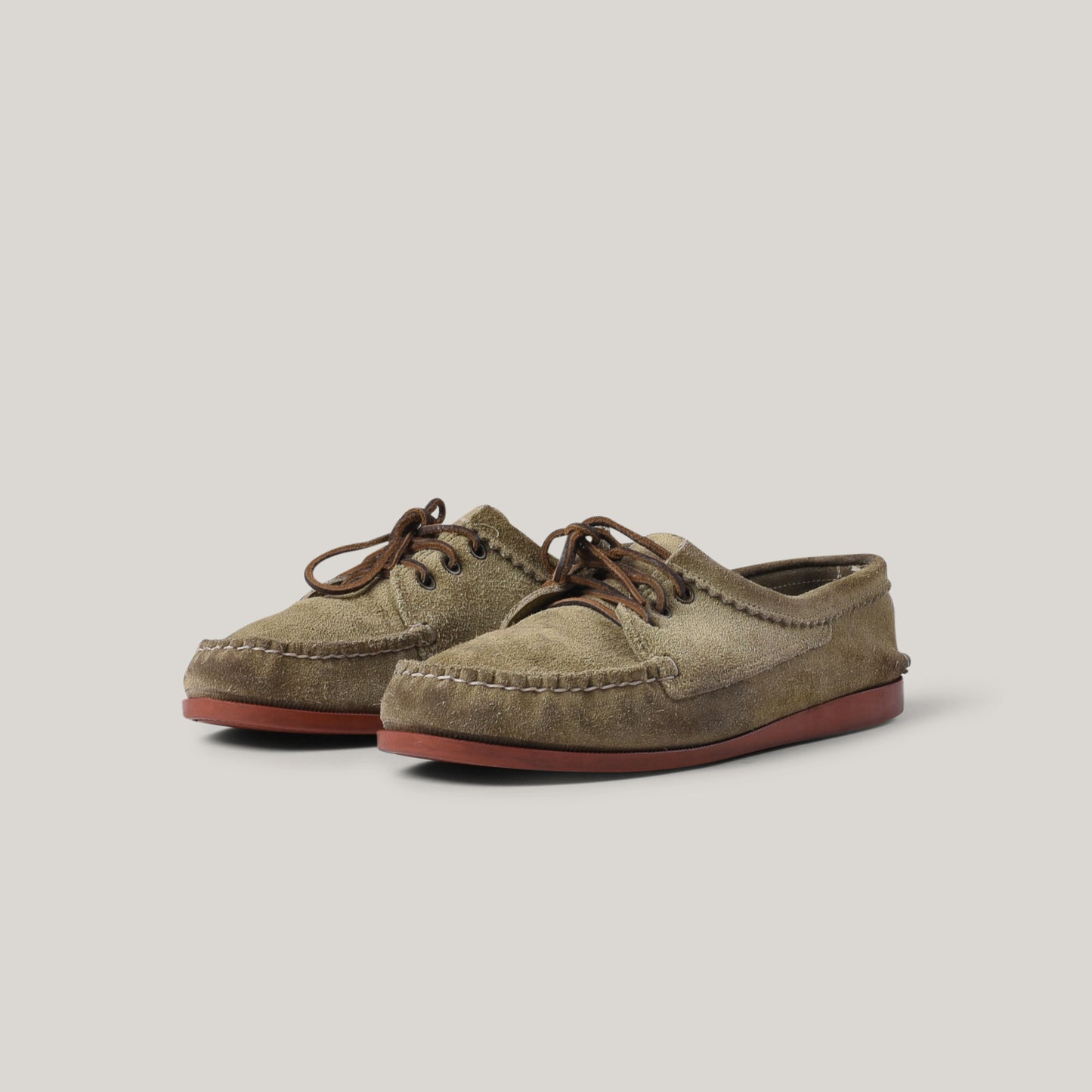 USED QUODDY TRAIL x SOUTH WILLARD BOAT SHOES - LIGHT OLIVE