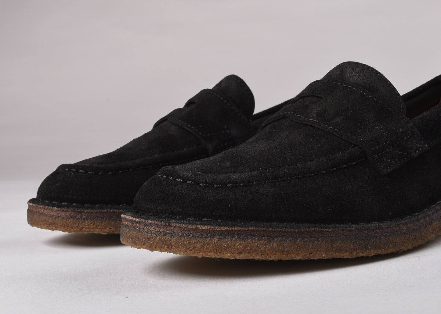 USED DRAKE'S CANAL PENNY LOAFER - BLACK SUEDE