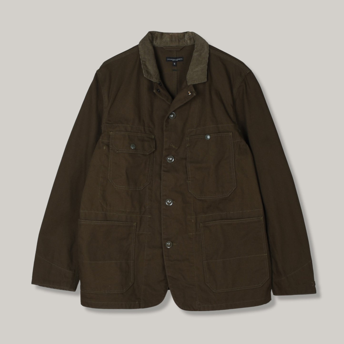 USED ENGINEERED GARMENTS COTTON CANVAS COVERALL - GREEN