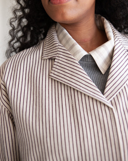 W'MENSWEAR SERVICE BLAZER - BROWN STRIPE