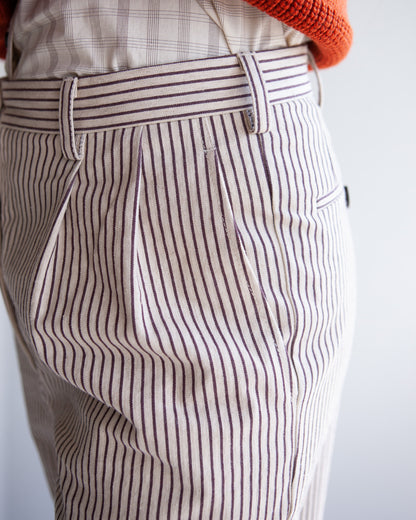 W'MENSWEAR SISTERS TROUSER - BROWN STRIPE