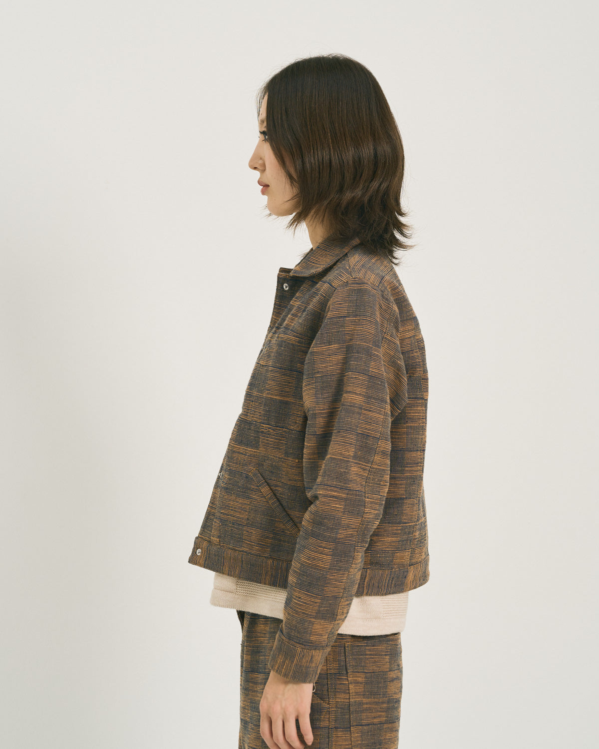 W'MENSWEAR ENGINEER'S JACKET - BEIGE/ BLUE