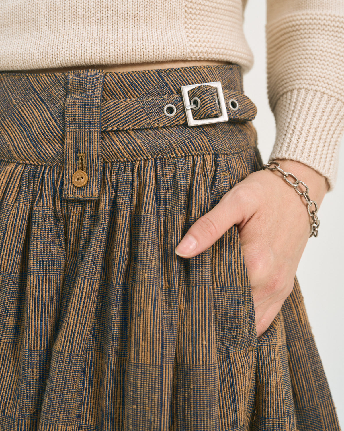 W'MENSWEAR RIDER SKIRT - BEIGE/ BLUE
