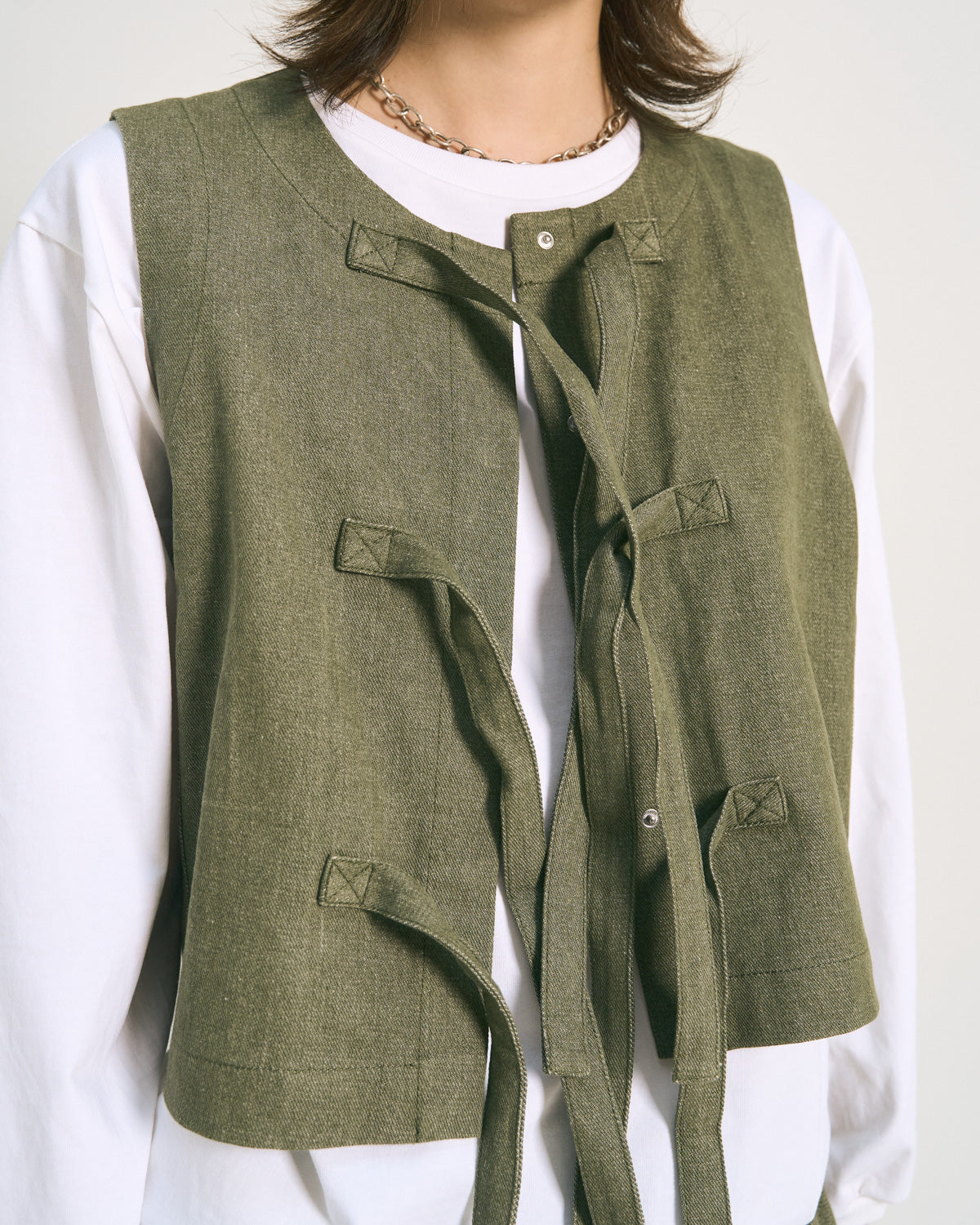 W'MENSWEAR NAA VEST - DARK GREEN DENIM