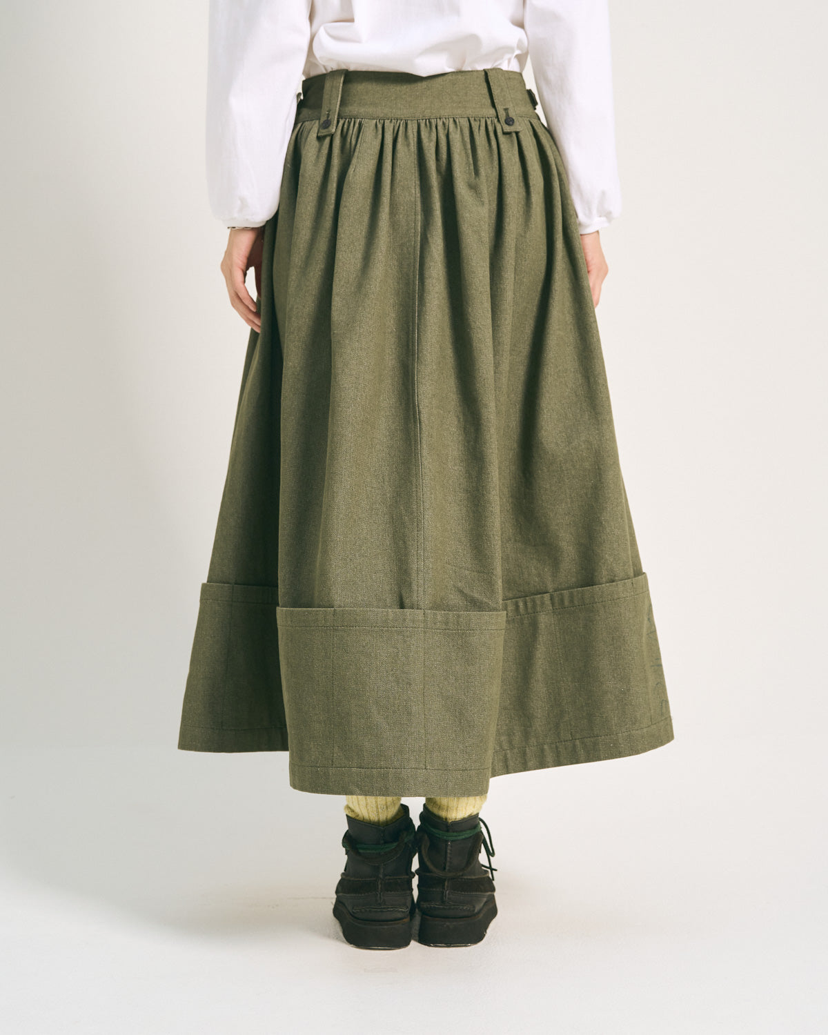 W'MENSWEAR RIDER SKIRT - DARK GREEN DENIM