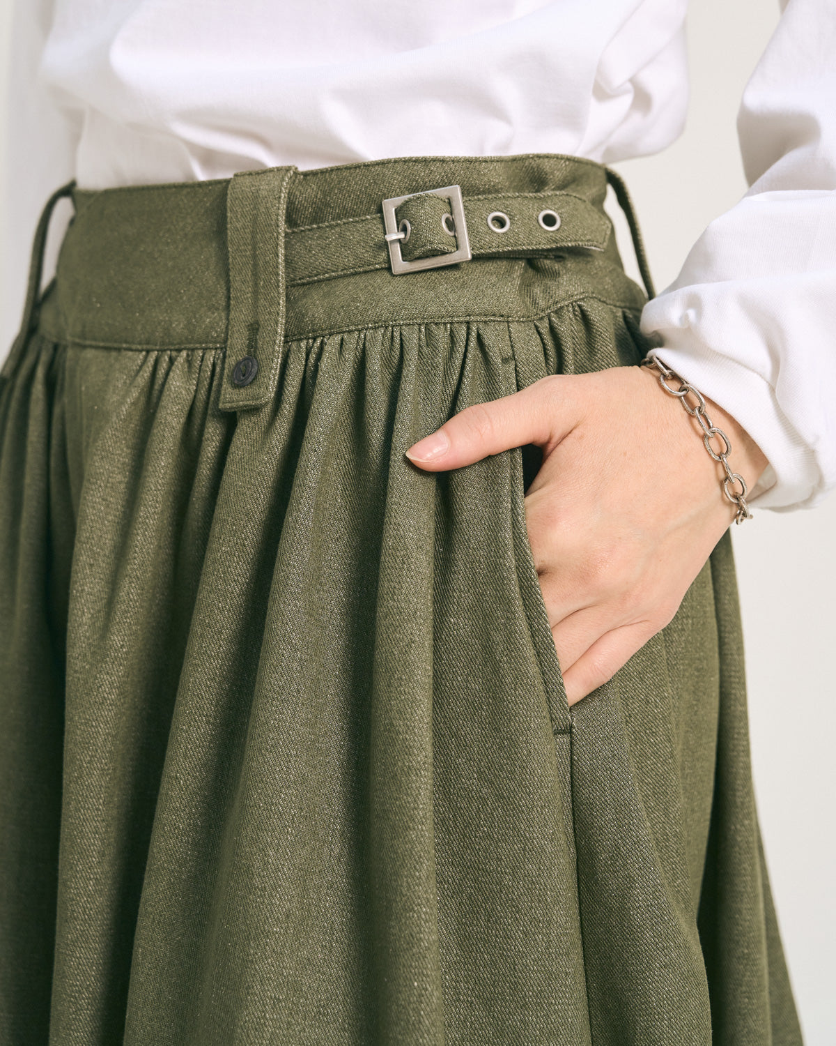 W'MENSWEAR RIDER SKIRT - DARK GREEN DENIM