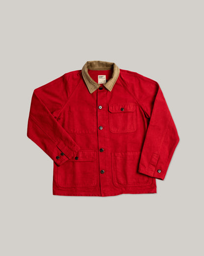 HEIMAT JOURNEY CANVAS COAT - CORD COLLAR - SAFETY RED