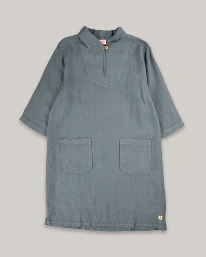 ARMOR LUX HERITAGE LINEN SMOCK DRESS - SILVER PINE