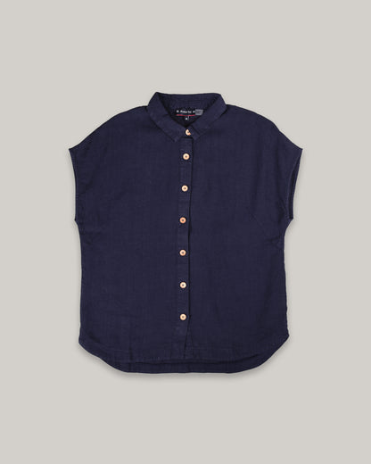 ARMOR LUX LADIES BOXY FIT LINEN SHIRT - SEAL