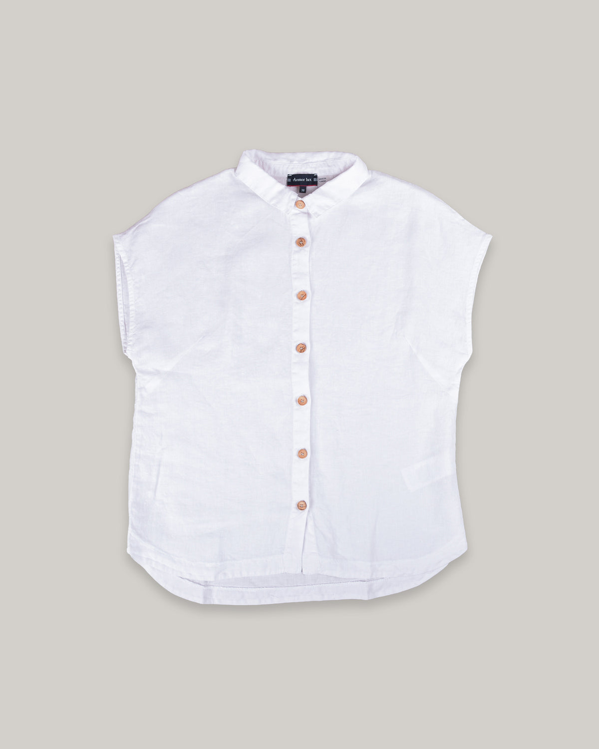 ARMOR LUX LADIES BOXY FIT LINEN SHIRT - WHITE