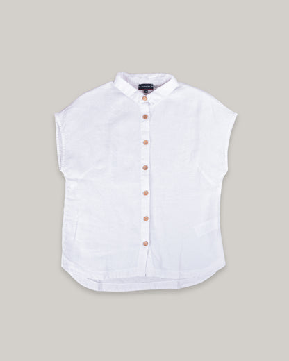 ARMOR LUX LADIES BOXY FIT LINEN SHIRT - WHITE