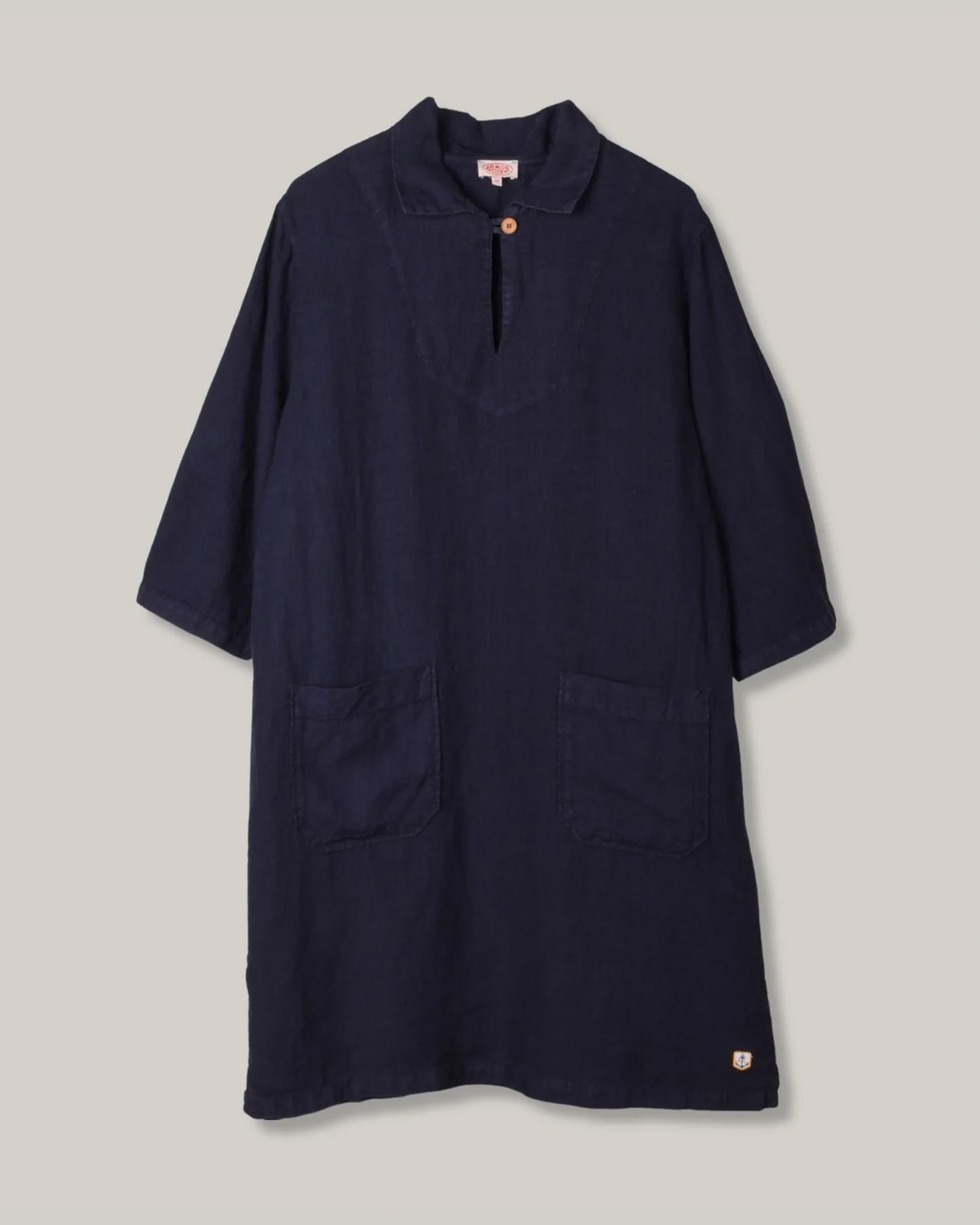 ARMOR LUX HERITAGE LINEN SMOCK DRESS - SEAL