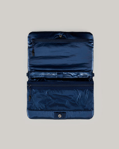 TOPOLOGIE FLAT SACOCHE SMALL MARINE BLUE METALLIC PUFFER
