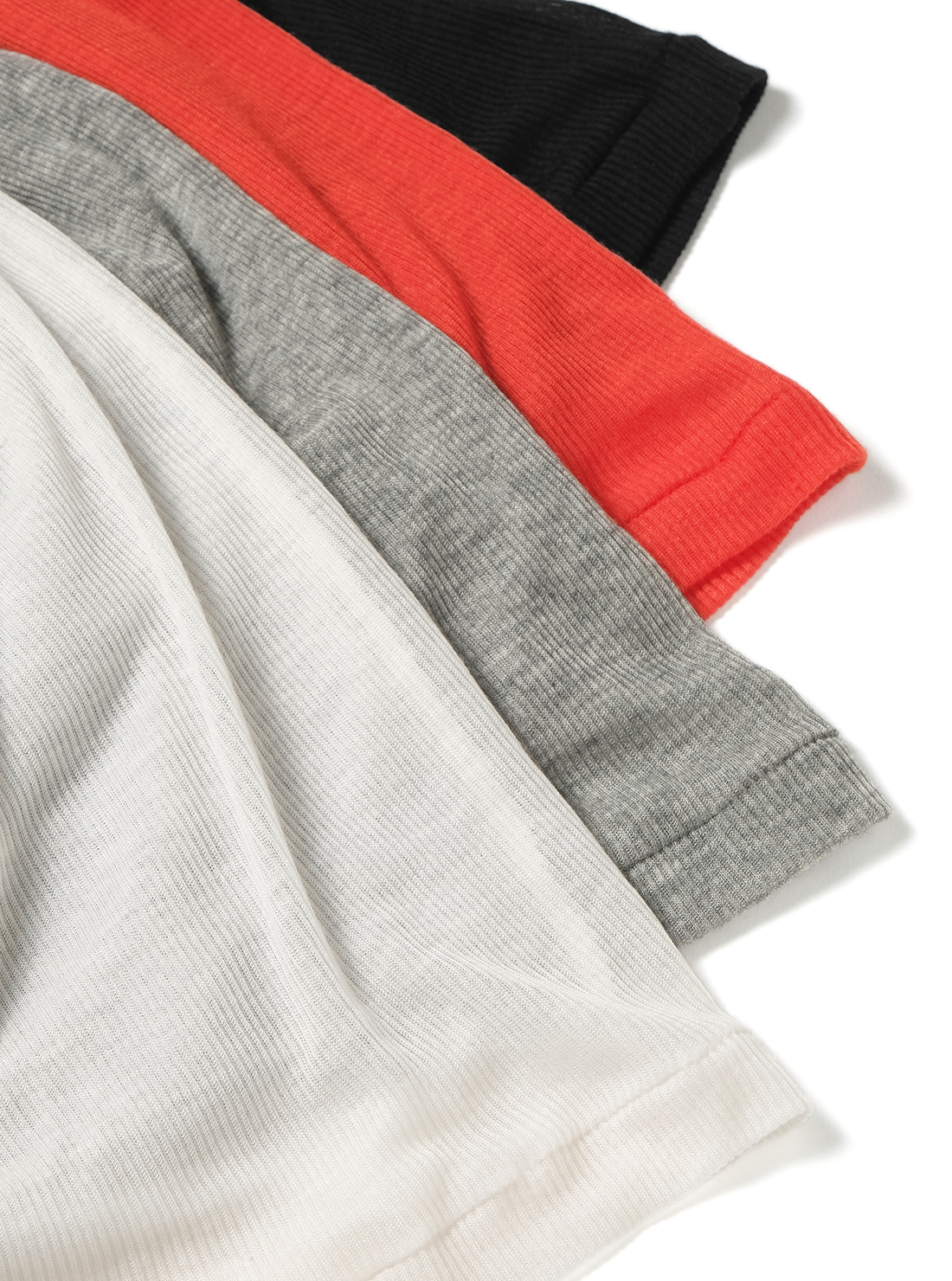 BATONER MELTY RIB U-NECK LONG SLEEVE T-SHIRT - BLACK