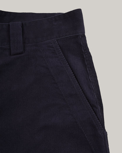 WORK WORKS WOMEN'S UTILITY POCKET STRAIGHT RELAXED PANTS - NAVY CORDUROY
