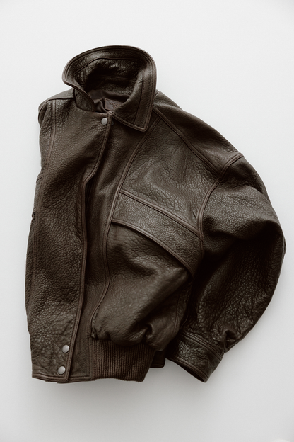 NOTHING WRITTEN LAMBSKIN BOMBER - BROWN