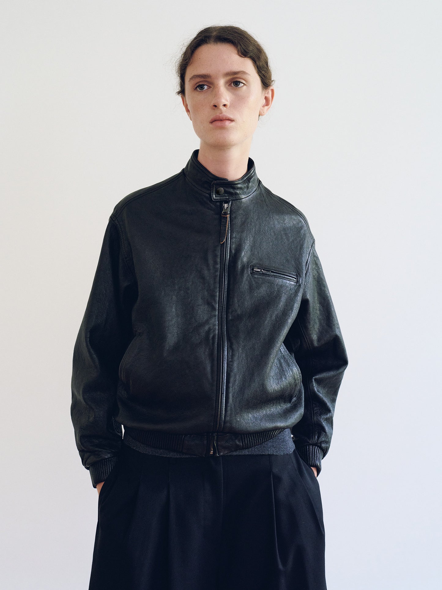 NOTHING WRITTEN LEATHER SINGLE RIDER JACKET - BLACK