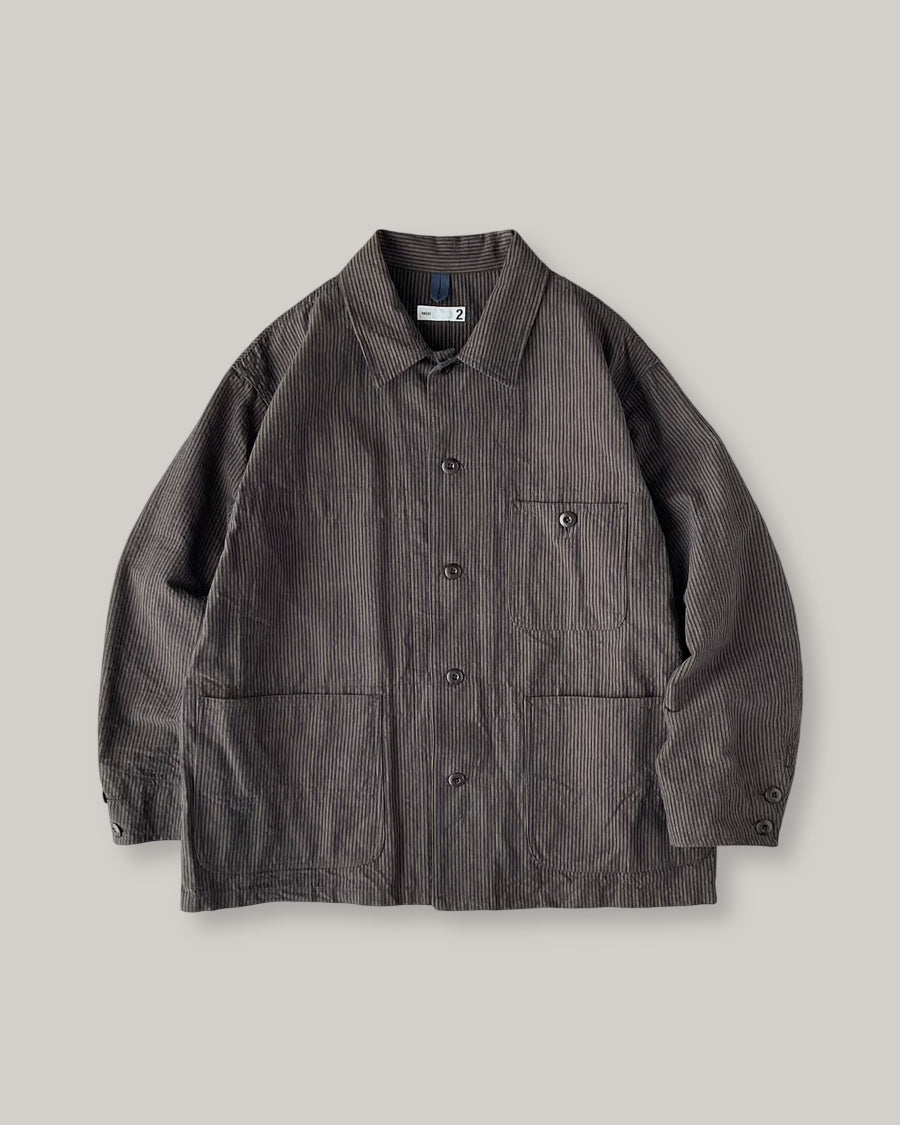 TS(S) SEERSUCKER STRIPE COVERALL JACKET - BROWN