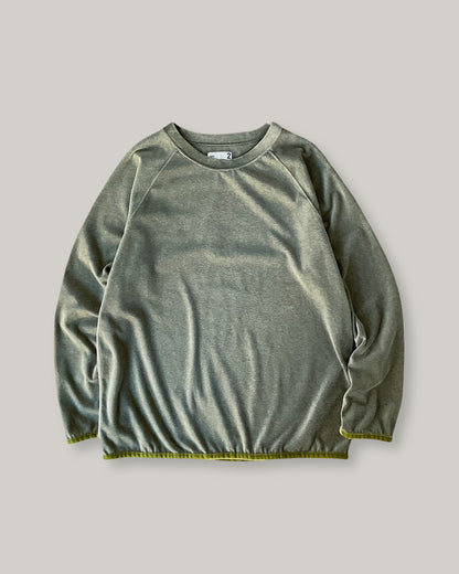 TS(S) VELOUR JERSEY/ VELVET TRIMMED CREW NECK SHIRT - OLIVE