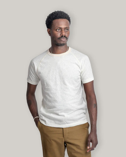 HEIMAT RAGLAN COTTON/HEMP TEE - WHITE