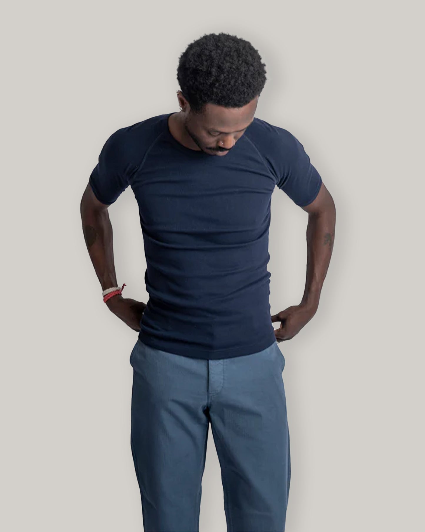 HEIMAT COTTON FINE RIB TEE - INK