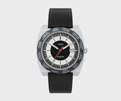 TIMEX WORLD TIME 1972 REISSUE - BLACK LEATHER