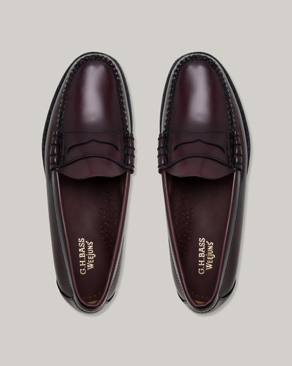 G. H. BASS -  WEEJUN LARSON MOC PENNY LOAFER - WINE LEATHER