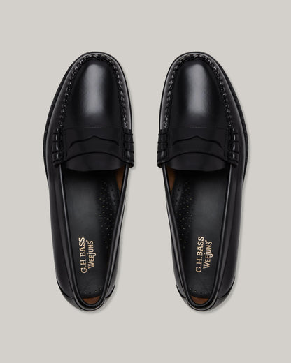 G. H. BASS -  WEEJUN LARSON MOC PENNY LOAFER - BLACK LEATHER
