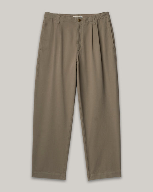 MERZ B. SCHWANEN RIDER01T PLEATED TWILL PANTS - VINTAGE ARMY