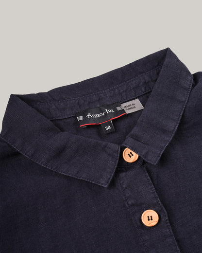 ARMOR LUX LADIES BOXY FIT LINEN SHIRT - SEAL