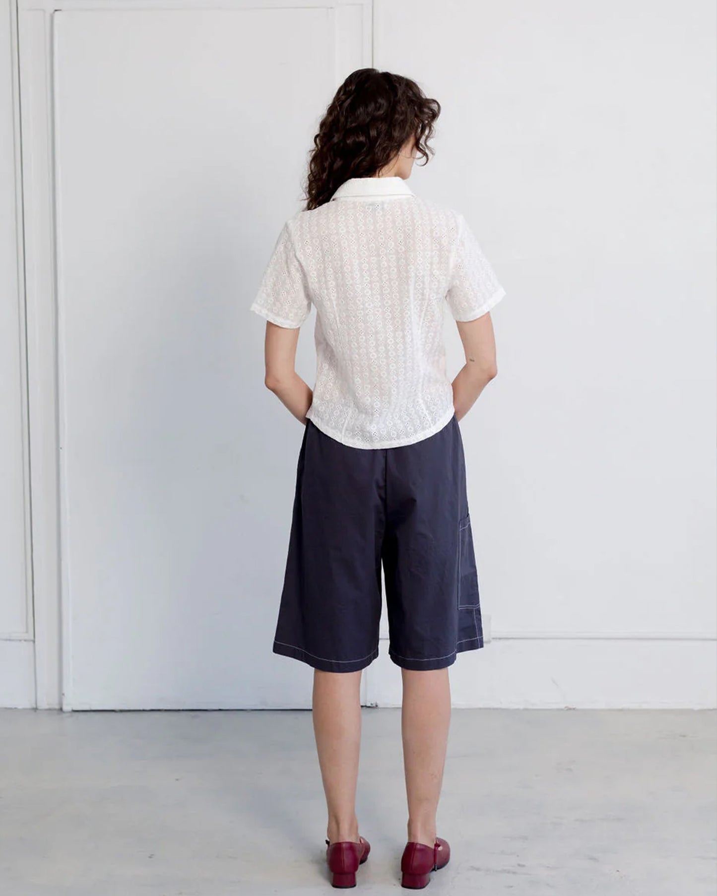 A BRONZE AGE BLOSSOM SHORT - NAVY TWILL