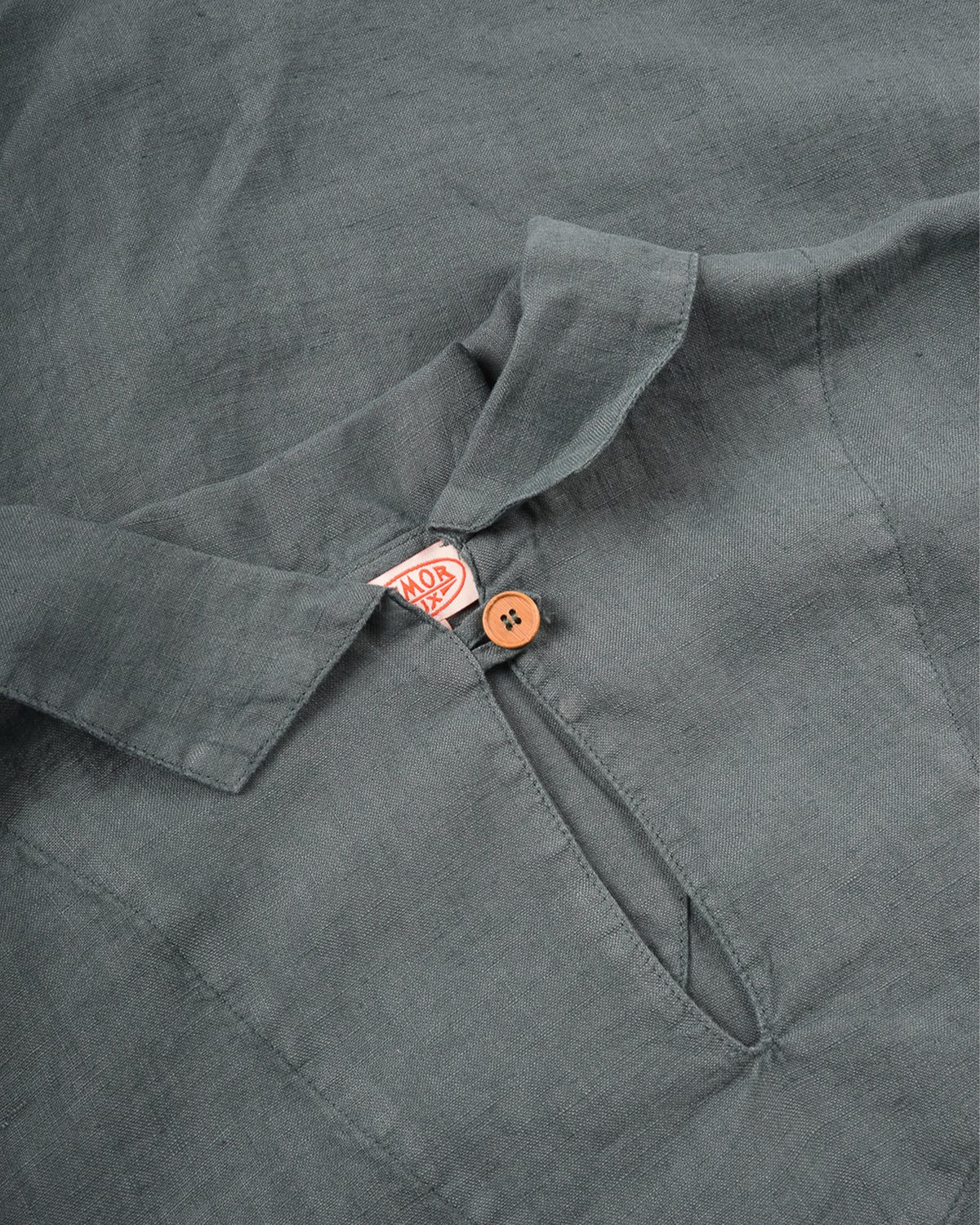 ARMOR LUX HERITAGE LINEN SMOCK DRESS - SILVER PINE