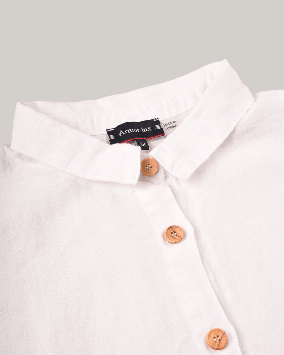 ARMOR LUX LADIES BOXY FIT LINEN SHIRT - WHITE