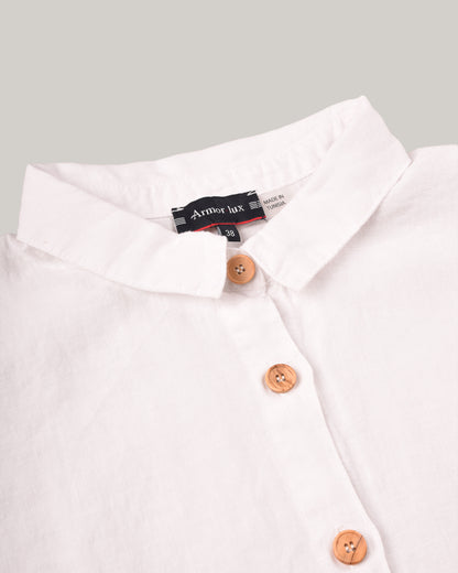 ARMOR LUX LADIES BOXY FIT LINEN SHIRT - WHITE