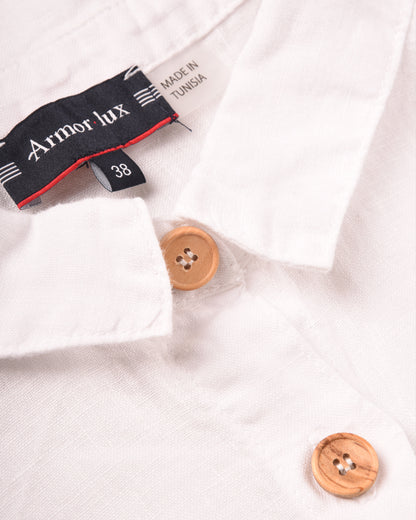 ARMOR LUX LADIES BOXY FIT LINEN SHIRT - WHITE